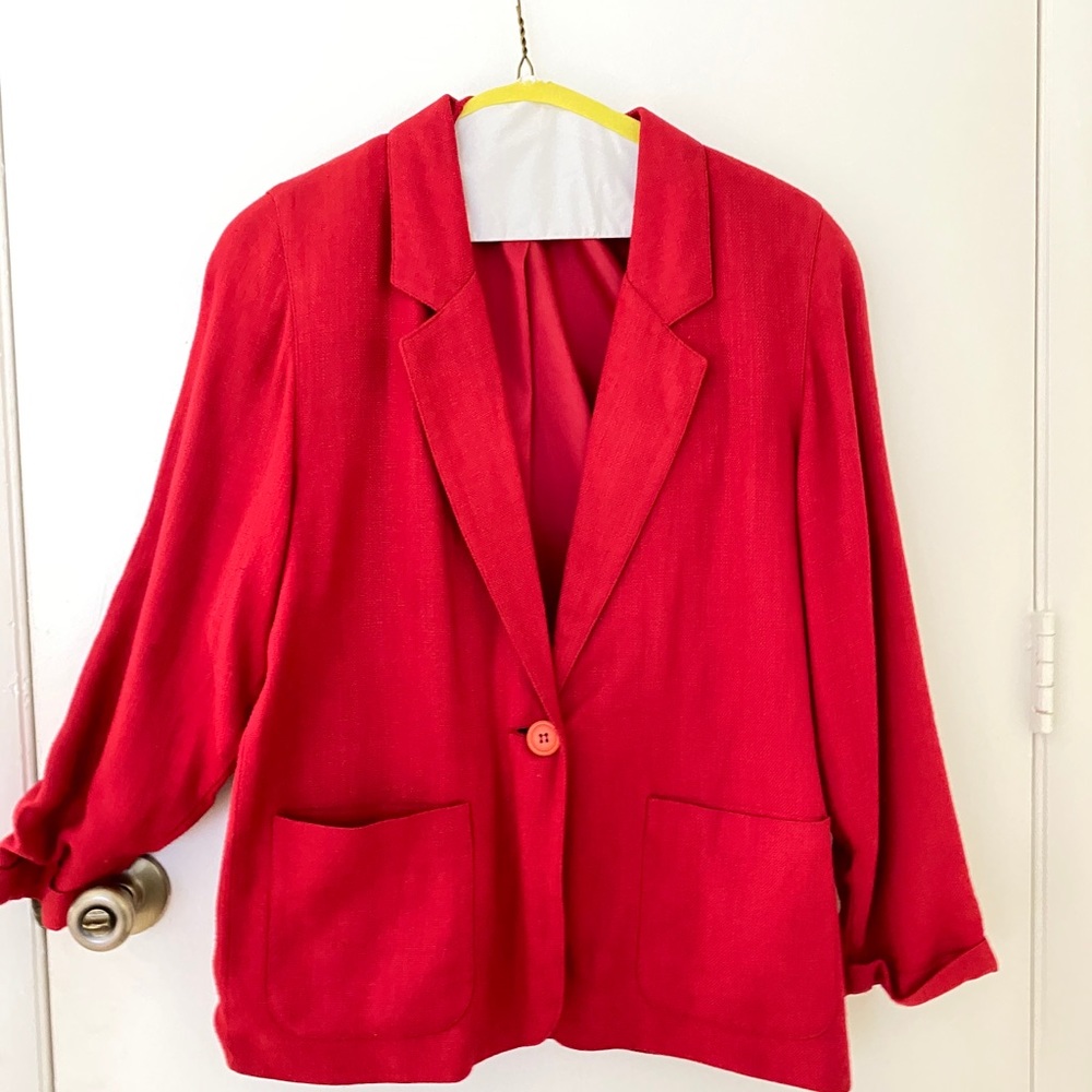 Red boyfriend jacket